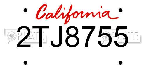 2TJ8755 California License Plate