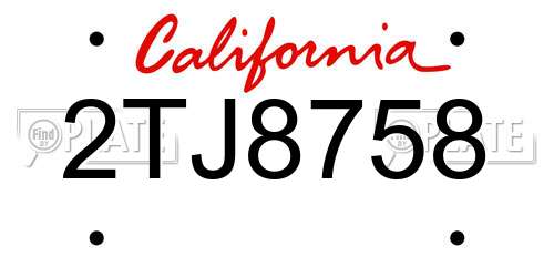 2TJ8758 California License Plate