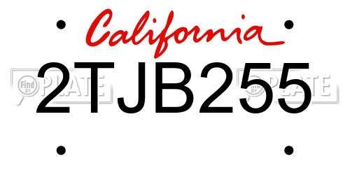 2TJB255 California License Plate