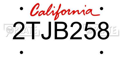 2TJB258 California License Plate