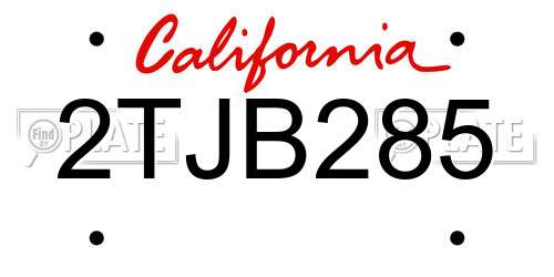 2TJB285 California License Plate