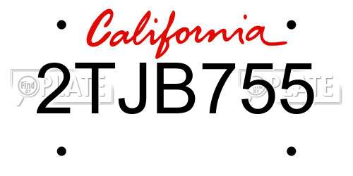 2TJB755 California License Plate