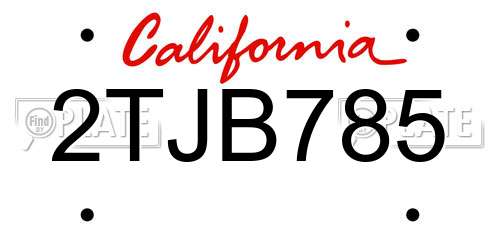 2TJB785 California License Plate