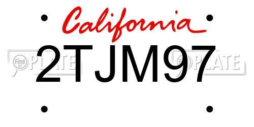 2TJM97 California License Plate