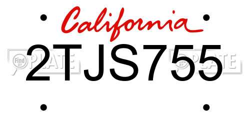 2TJS755 California License Plate