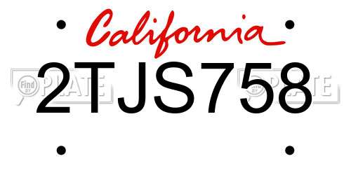 2TJS758 California License Plate