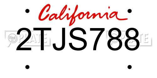 2TJS788 California License Plate