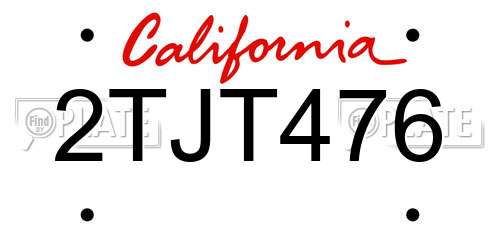 2TJT476 California License Plate