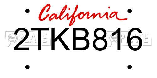 2TKB816 California License Plate