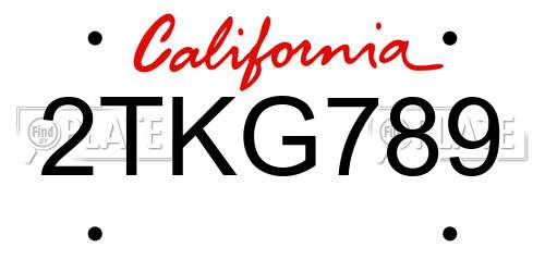 2TKG789 California License Plate