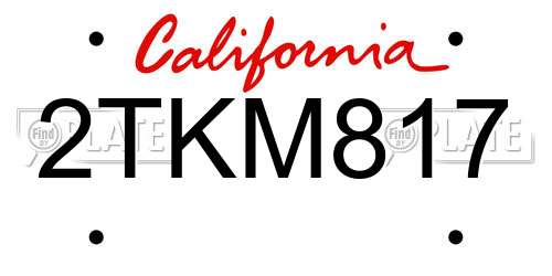 2TKM817 California License Plate