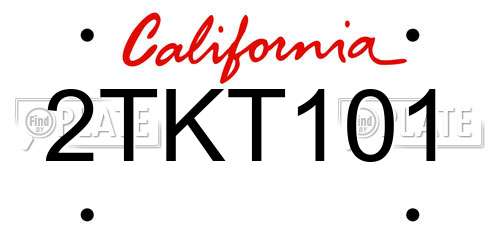 2TKT101 California License Plate
