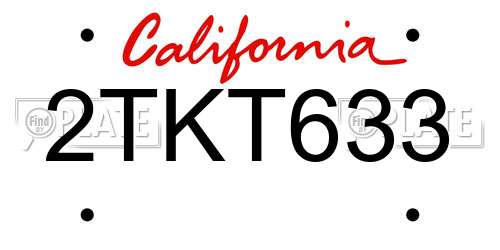 2TKT633 California License Plate