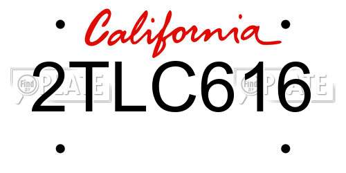 2TLC616 California License Plate