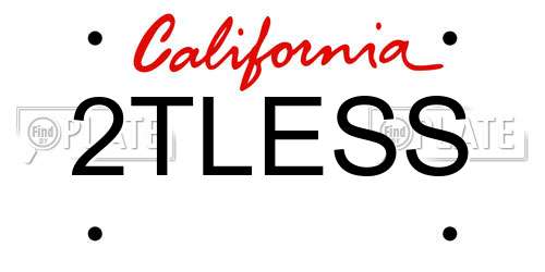 2TLESS California License Plate