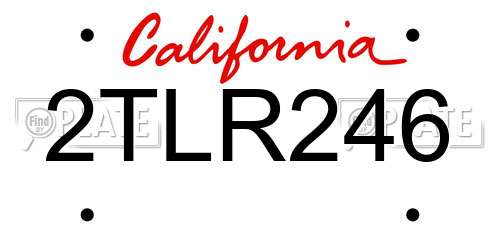2TLR246 California License Plate