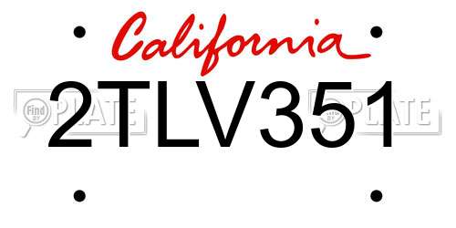 2TLV351 California License Plate