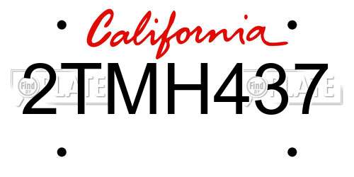 2TMH437 California License Plate