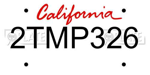 2TMP326 California License Plate
