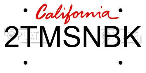 2TMSNBK California License Plate