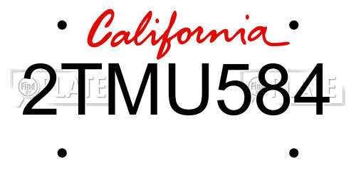 2TMU584 California License Plate