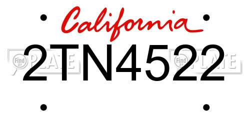 2TN4522 California License Plate