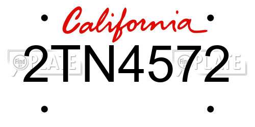 2TN4572 California License Plate