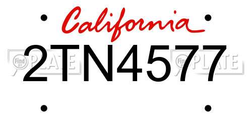 2TN4577 California License Plate