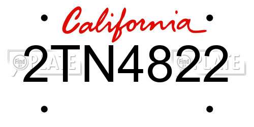 2TN4822 California License Plate