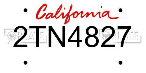 2TN4827 California License Plate