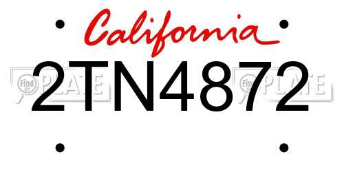 2TN4872 California License Plate