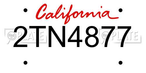 2TN4877 California License Plate