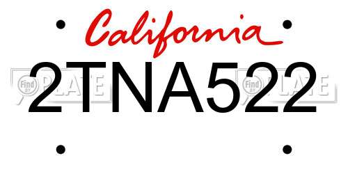 2TNA522 California License Plate
