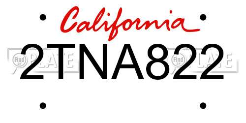 2TNA822 California License Plate