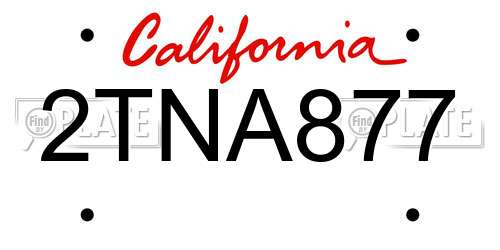 2TNA877 California License Plate