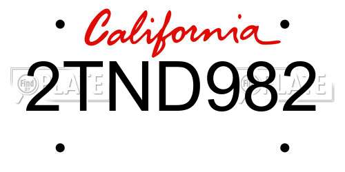 2TND982 California License Plate