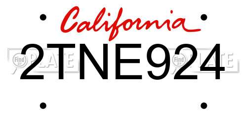 2TNE924 California License Plate