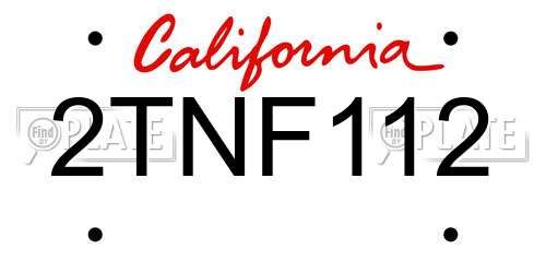 2TNF112 California License Plate