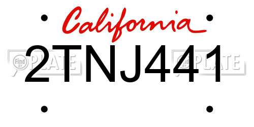 2TNJ441 California License Plate