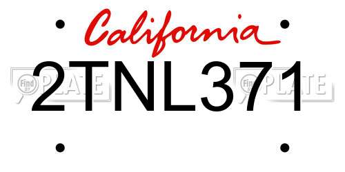 2TNL371 California License Plate