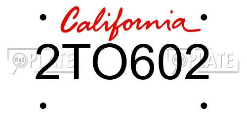 2TO602 California License Plate