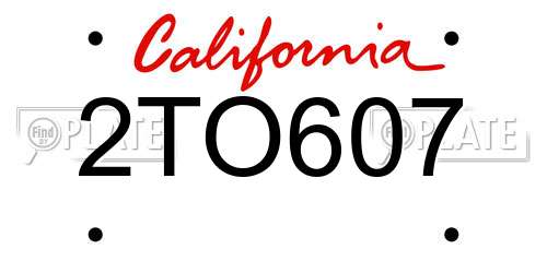 2TO607 California License Plate