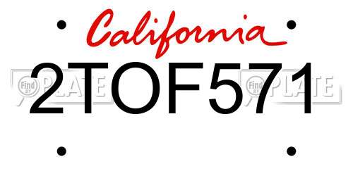 2TOF571 California License Plate