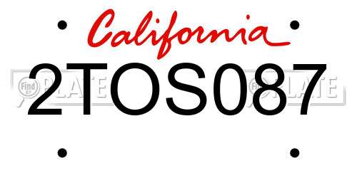 2TOS087 California License Plate