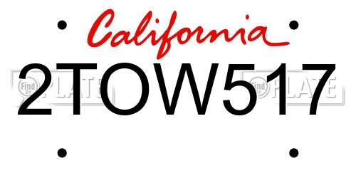 2TOW517 California License Plate