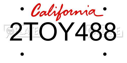 2TOY488 California License Plate