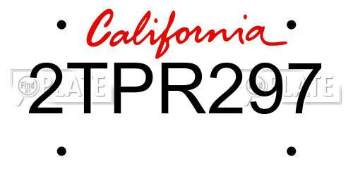 2TPR297 California License Plate