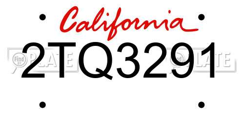 2TQ3291 California License Plate