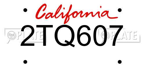 2TQ607 California License Plate