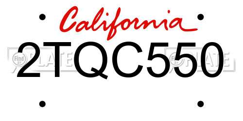 2TQC550 California License Plate